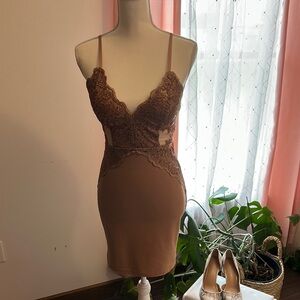 Windsor Brown Mini Dress with Spaghetti Straps